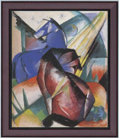 framed  Franz Marc Two Horses,Red and Blue (mk34), Ta3078-1